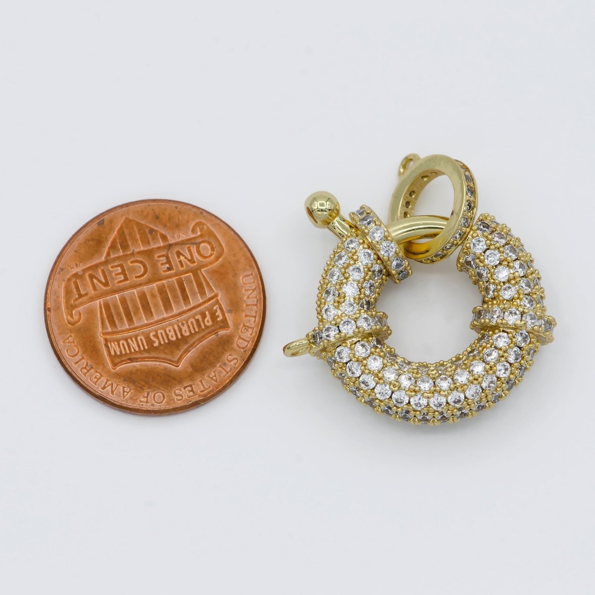 Gold Sailor Clasp CZ Gold plated Push Gate Ring Charm For DIY Jewelry Making Necklace Bracelet Anklet L-314 - DLUXCA