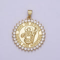 Gold Santo Nino de Atocha Medallion Pendant H-757 - DLUXCA