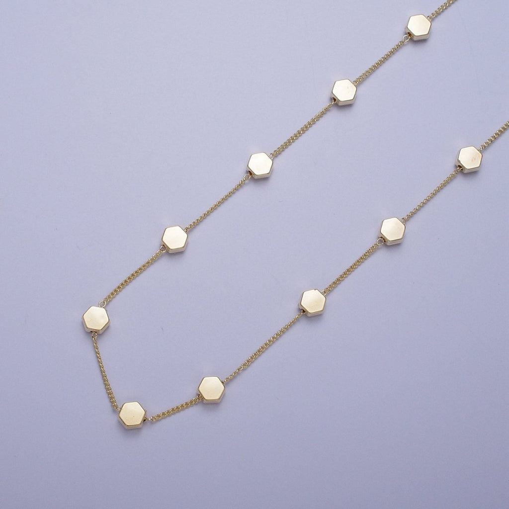 Gold Satellite Hexagonal Bead Chain Wholesale by Yard For Jewelry Making Component | ROLL-838 Clearance Pricing - DLUXCA