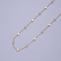Gold Satellite Pearl & Square Box Bead Chain Wholesale by Yard For DIY Jewelry Making Component | ROLL-836 Clearance Pricing - DLUXCA