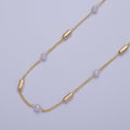 Gold Satellite Pearl & Tube Bar Bead Chain Wholesale by Yard For DIY Jewelry Making Component | ROLL-832 Clearance Pricing - DLUXCA