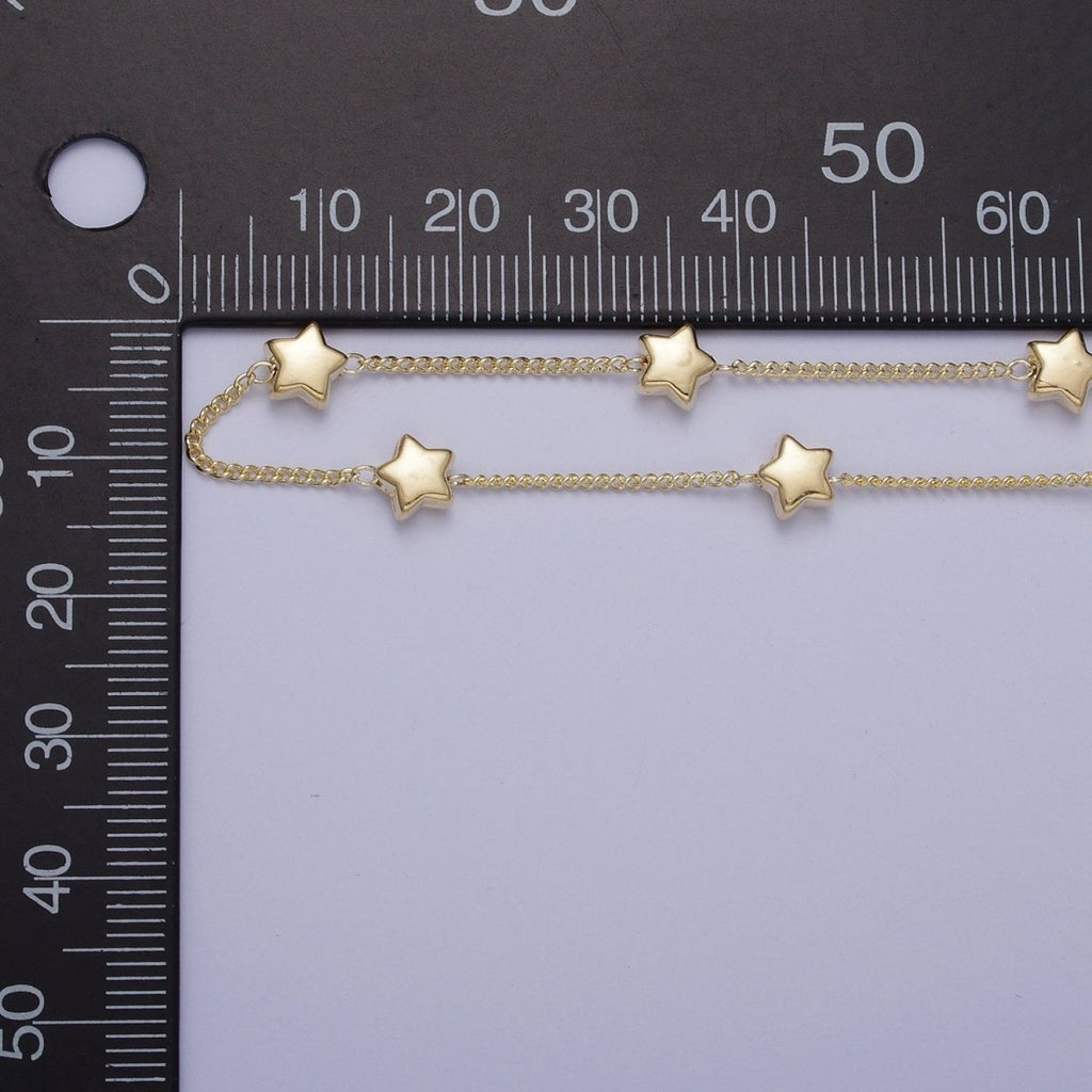 Gold Satellite Star Bead Chain Wholesale by Yard For Celestial Jewelry Component | ROLL-837 Clearance Pricing - DLUXCA