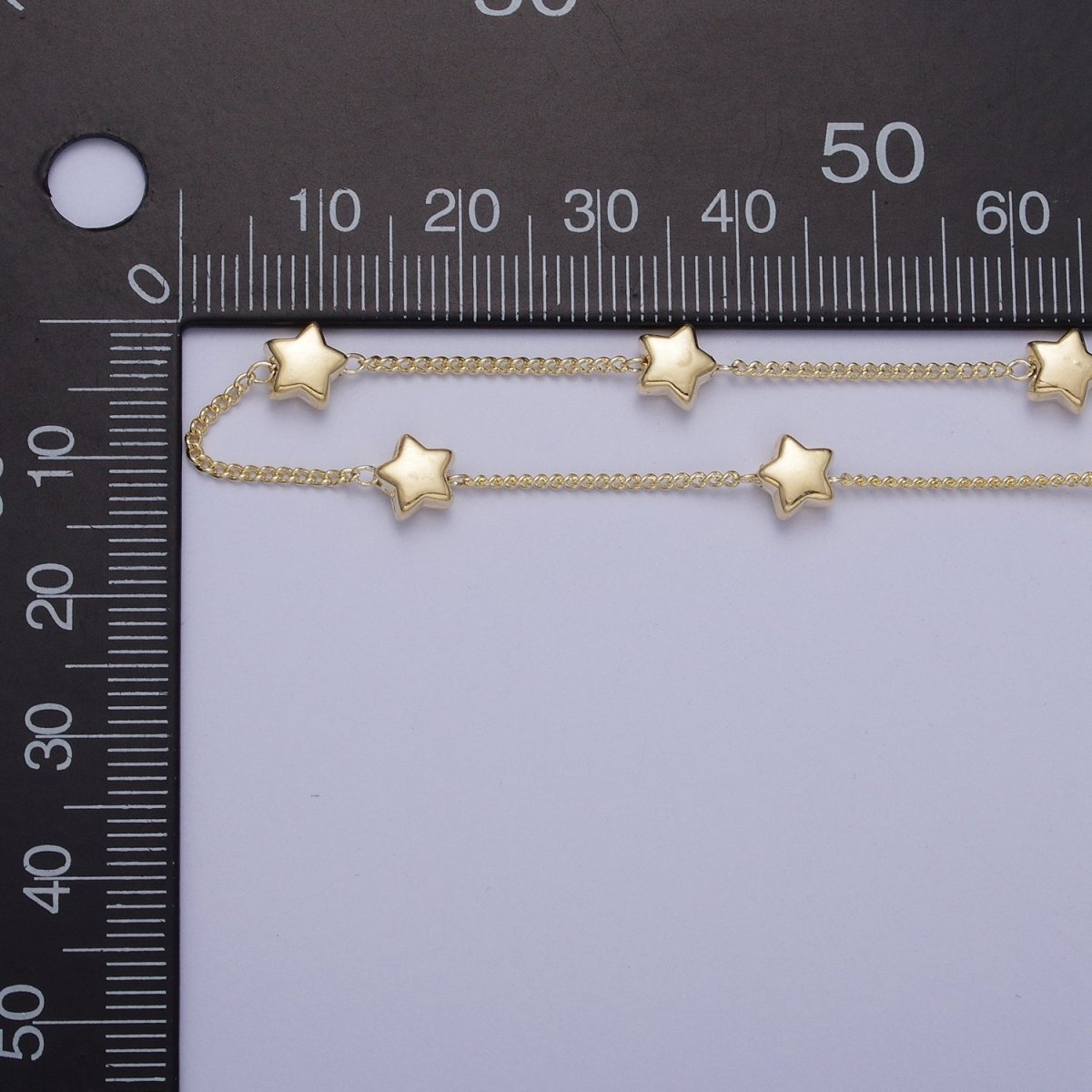 Gold Satellite Star Bead Chain Wholesale by Yard For Celestial Jewelry Component | ROLL-837 Clearance Pricing - DLUXCA