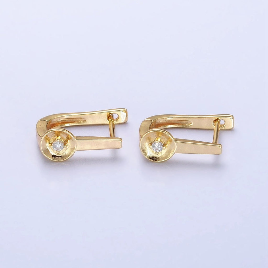 16K Gold plated CZ Geometric English Lock Earrings in Gold & Silver | AB436 AD1295