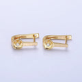 16K Gold plated CZ Geometric English Lock Earrings in Gold & Silver | AB436 AD1295