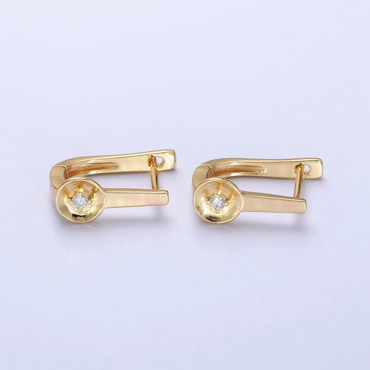 16K Gold plated CZ Geometric English Lock Earrings in Gold & Silver | AB436 AD1295