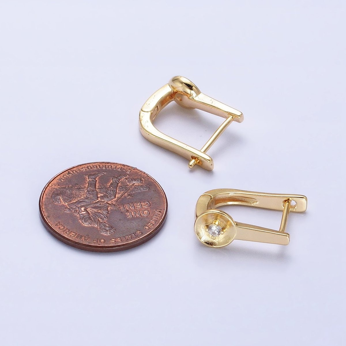 16K Gold plated CZ Geometric English Lock Earrings in Gold & Silver | AB436 AD1295
