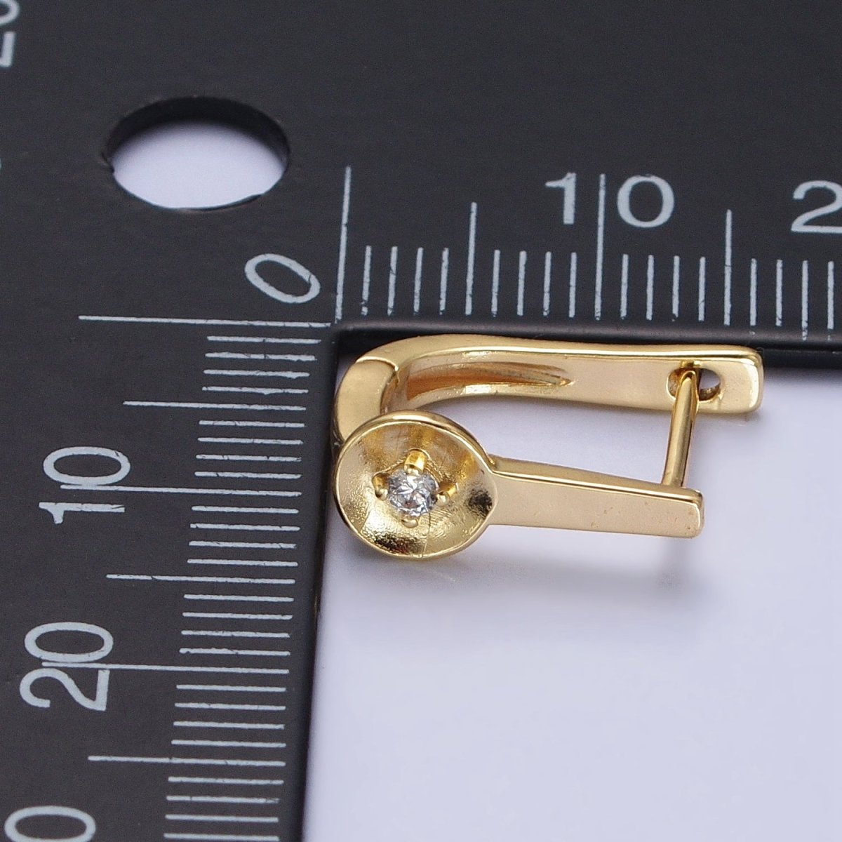 16K Gold plated CZ Geometric English Lock Earrings in Gold & Silver | AB436 AD1295