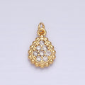 Gold, Silver Beaded Clear Micro Paved Teardrop Add-On Charm | AC615 AC616