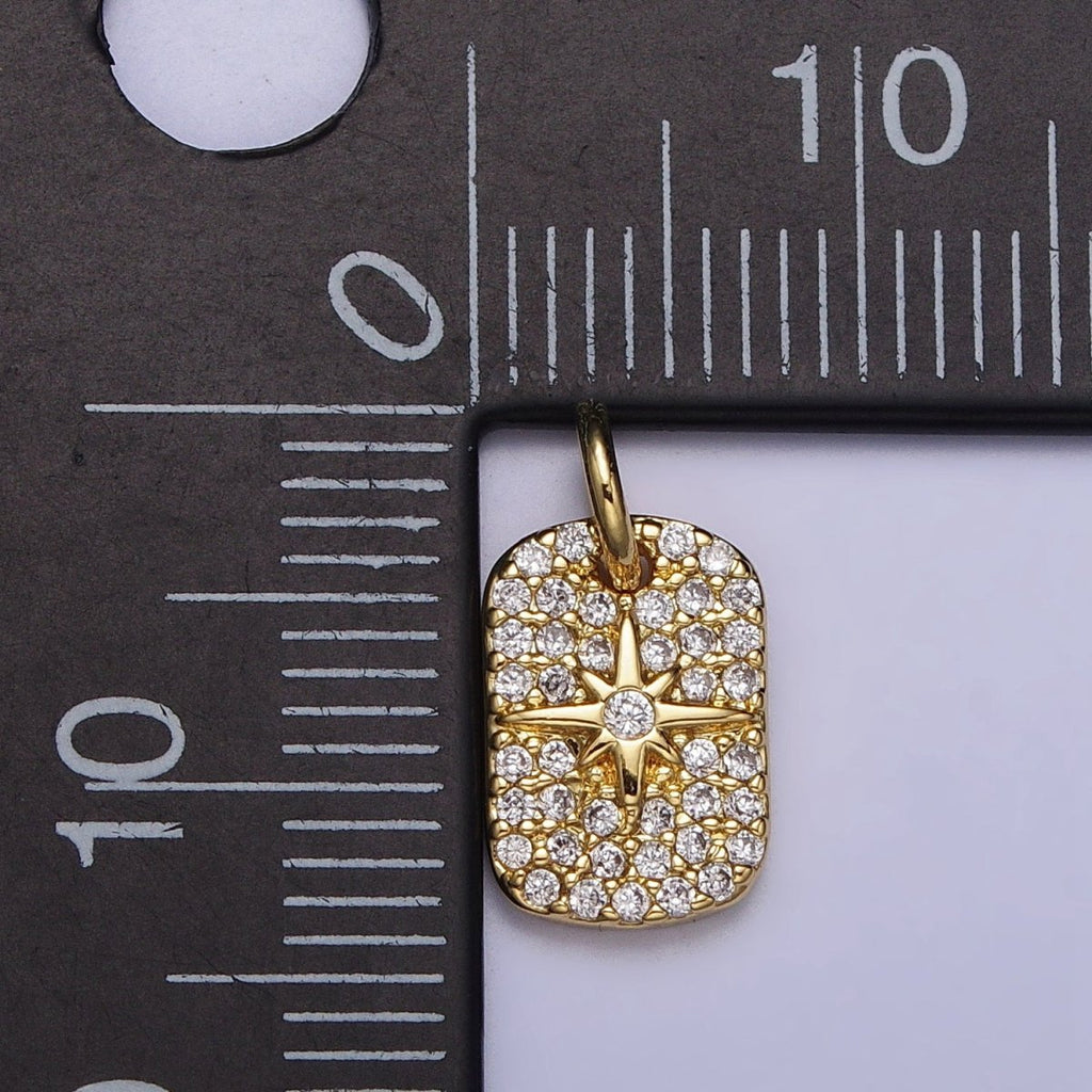 Gold, Silver Celestial North Star Micro Paved 14mm Tag Charm | AC982 AC987