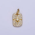 Gold, Silver Celestial North Star Micro Paved 14mm Tag Charm | AC982 AC987