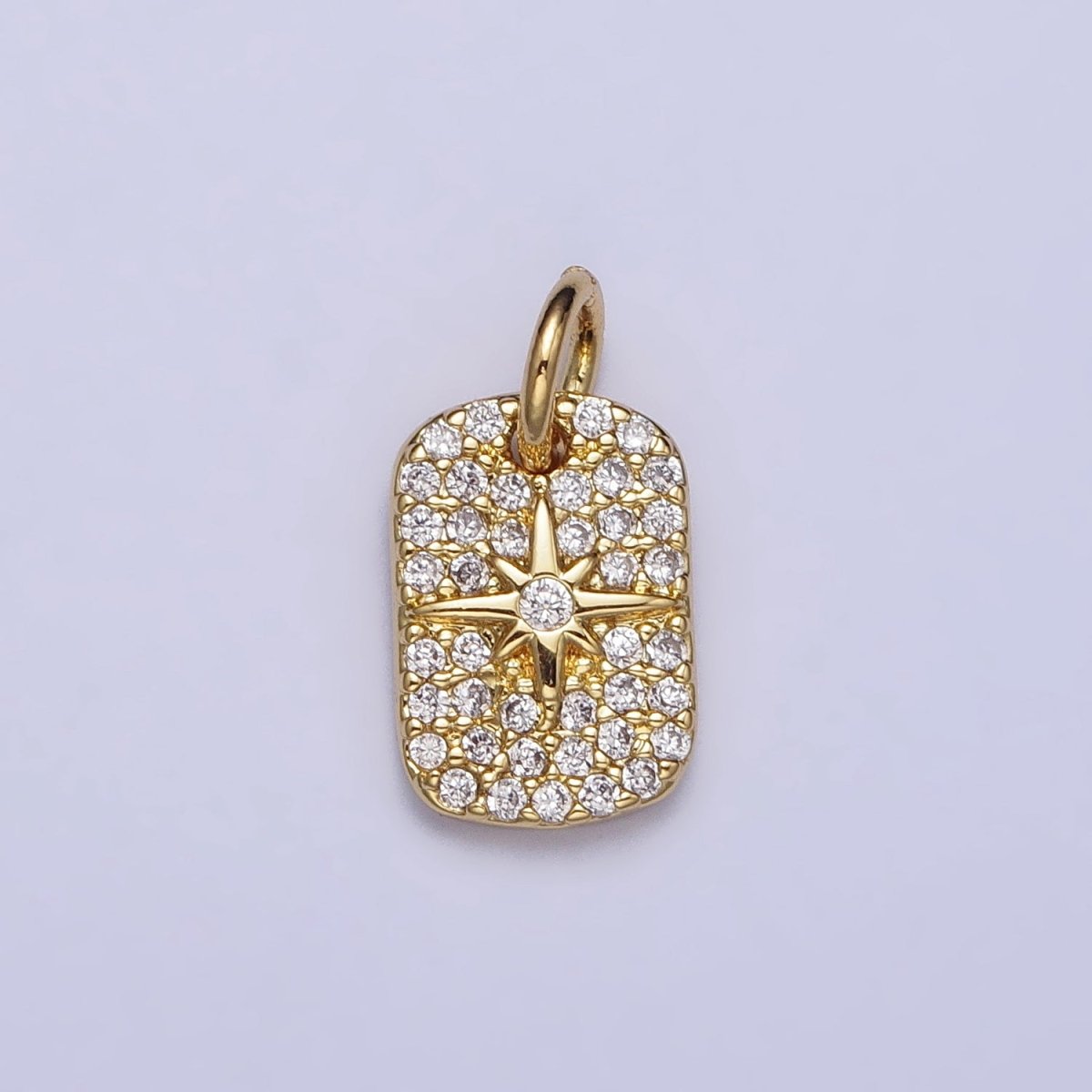 Gold, Silver Celestial North Star Micro Paved 14mm Tag Charm | AC982 AC987