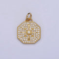 Gold, Silver Celestial North Star Micro Paved CZ Octagonal Charm | X114 AC1033