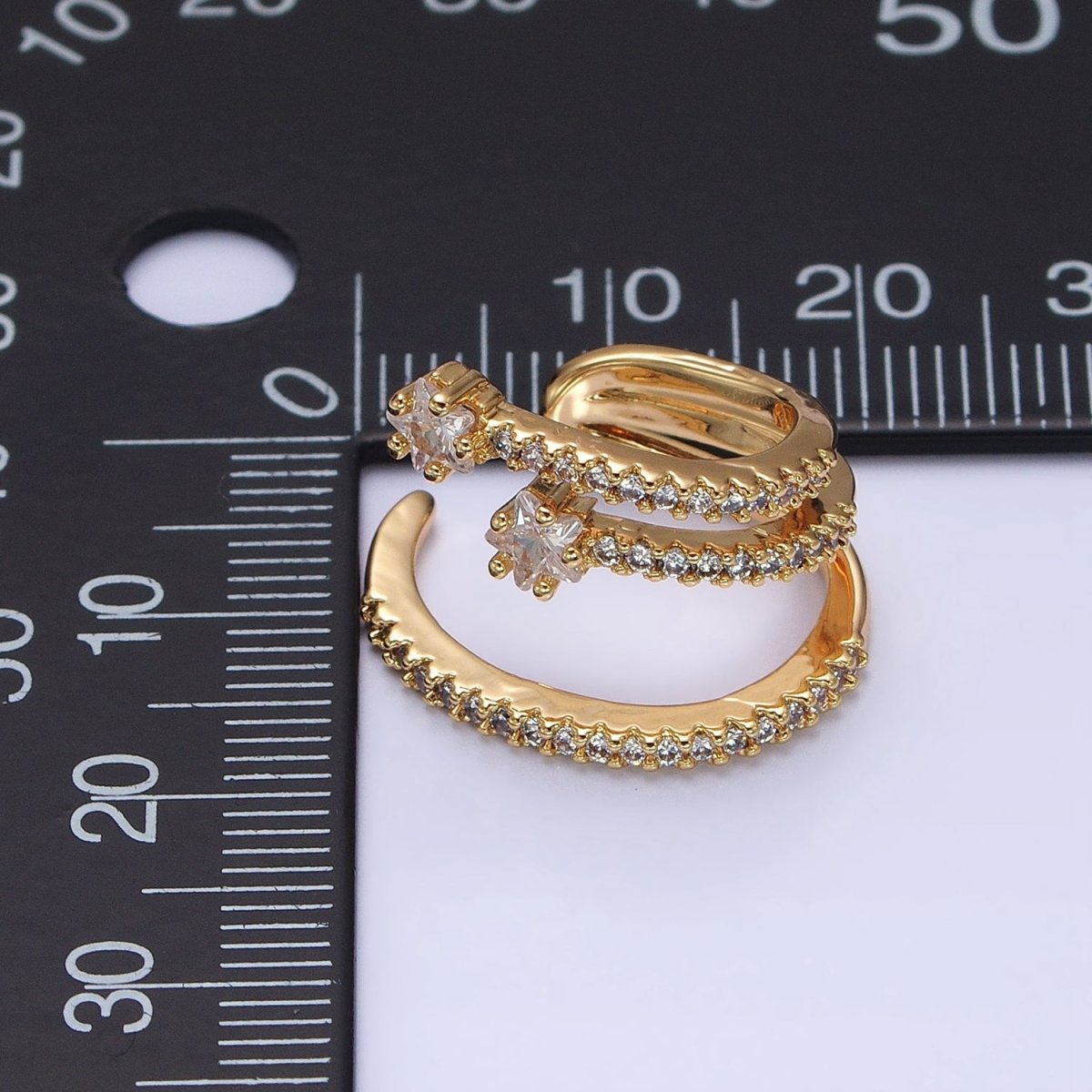 16K Gold plated Celestial Star Triple Micro Paved CZ Claw Cuff Earrings in Gold & Silver | AB941 AB931
