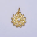 Gold, Silver Clear CZ Celestial Crescent Moon Textured Dotted Outline Charm | AC973 AC1009