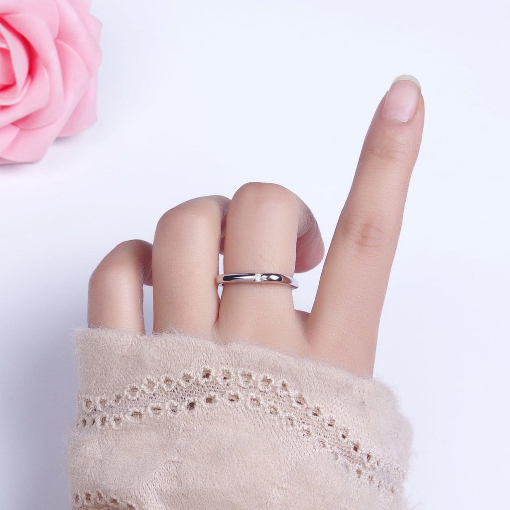 Gold, Silver Clear CZ Dotted 20mm Boxy Geometric Adjustable Ring | O-1908 O-1909