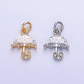 Gold, Silver Clear Micro Paved CZ Umbrella Mini Add-On Charm | AC679 AC680 - DLUXCA