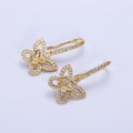 Gold, Silver Double Butterfly Mariposa Clear Micro Paved CZ French Hook Earrings | AB576 AB577