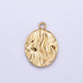 Gold, Silver Double Sided Oval Hammered Charm in Gold & Silver | P-890 - DLUXCA