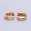 Gold, Silver Double Wide Rectangular Celestial Star Pressed 13mm Huggie Earrings | AB970 AB971
