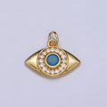 Gold, Silver Evil Eye Turquoise Clear Micro Paved CZ Protection Charm | AC410 AC411