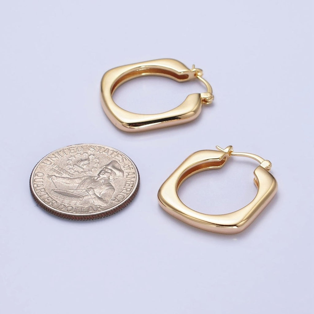 Gold, Silver Geometric Abstract Square Triangle Statement Latch Earrings | AB545 AB546