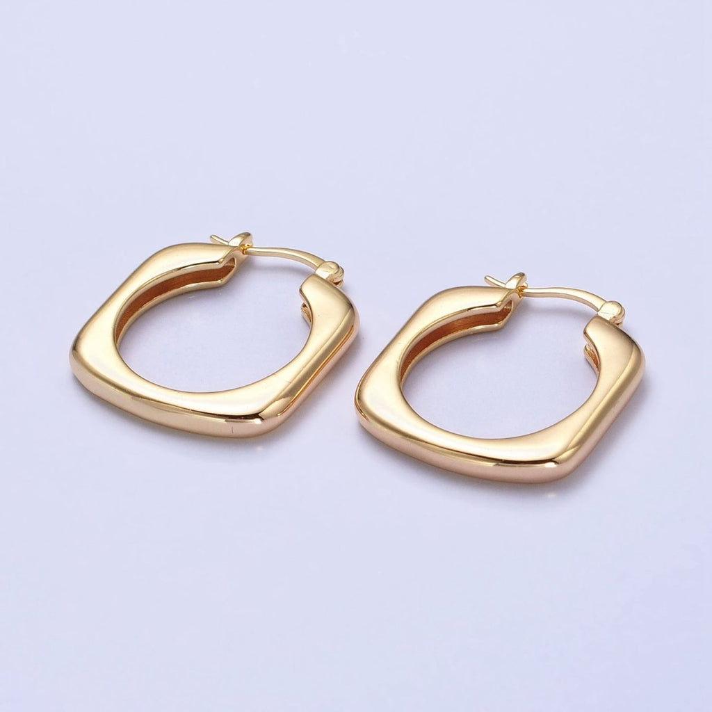 Gold, Silver Geometric Abstract Square Triangle Statement Latch Earrings | AB545 AB546