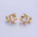 Gold, Silver Geometric Triple C-Shaped Cross X Micro Paved CZ Band Stud Earrings | AB583 AB584