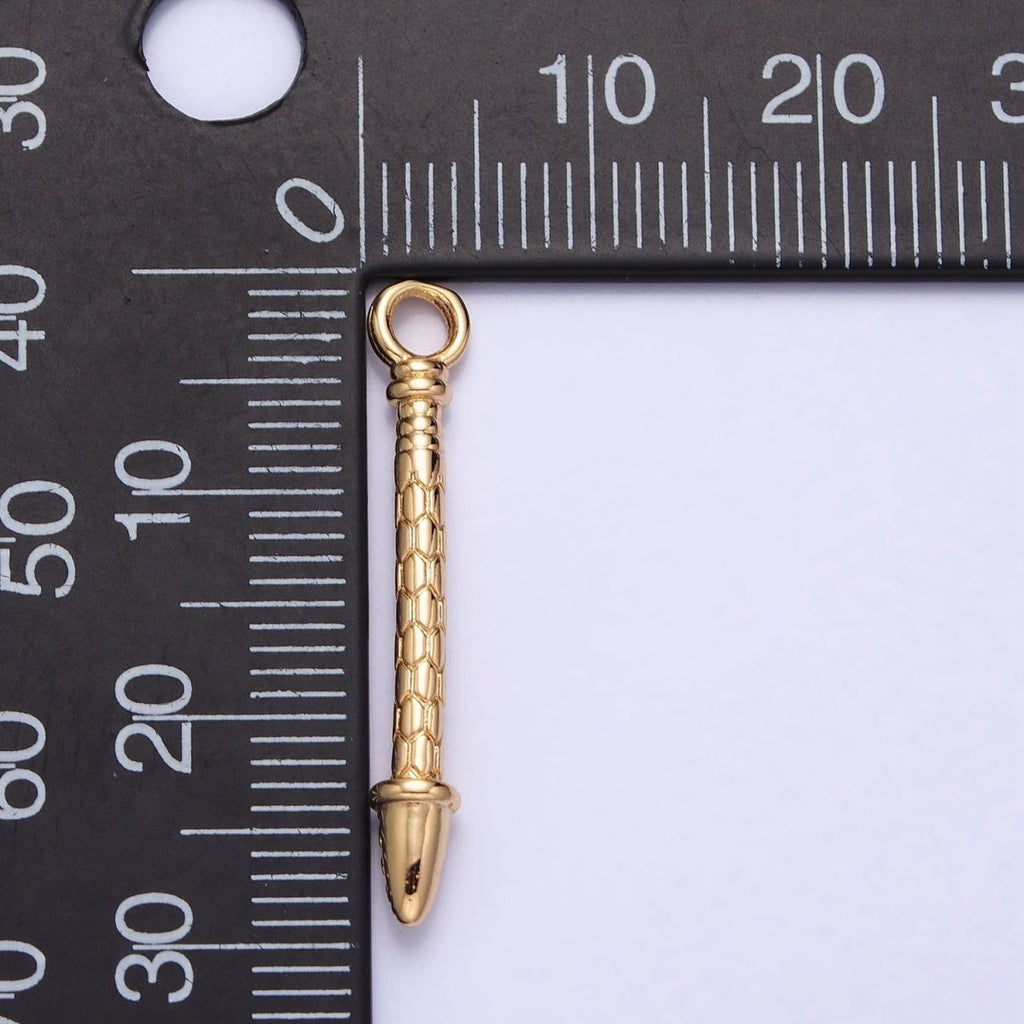 Gold, Silver Hexagonal Textured Micro Paved CZ Arrow Add-On Charm | AC681 AC682