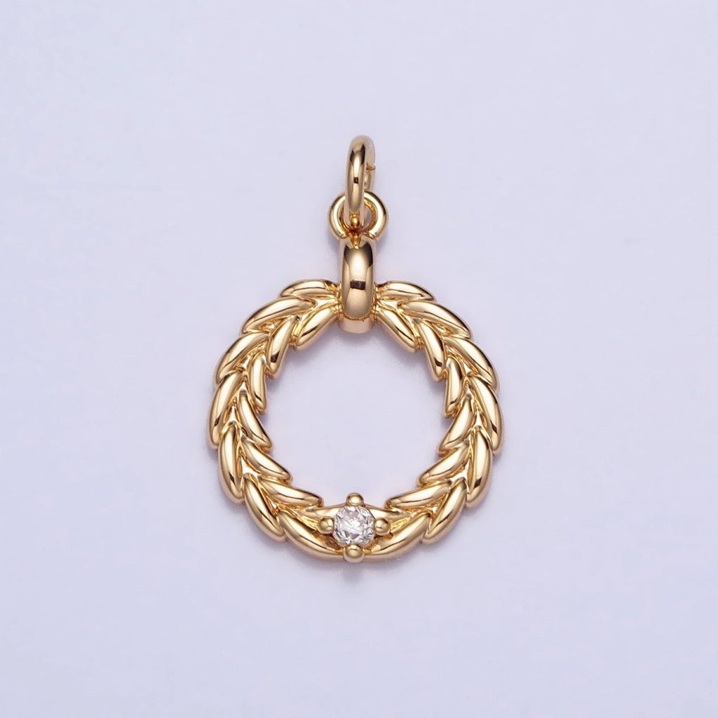 Gold, Silver Holy Wreath Christmas Clear CZ Open Charm | AC395 AC396 - DLUXCA