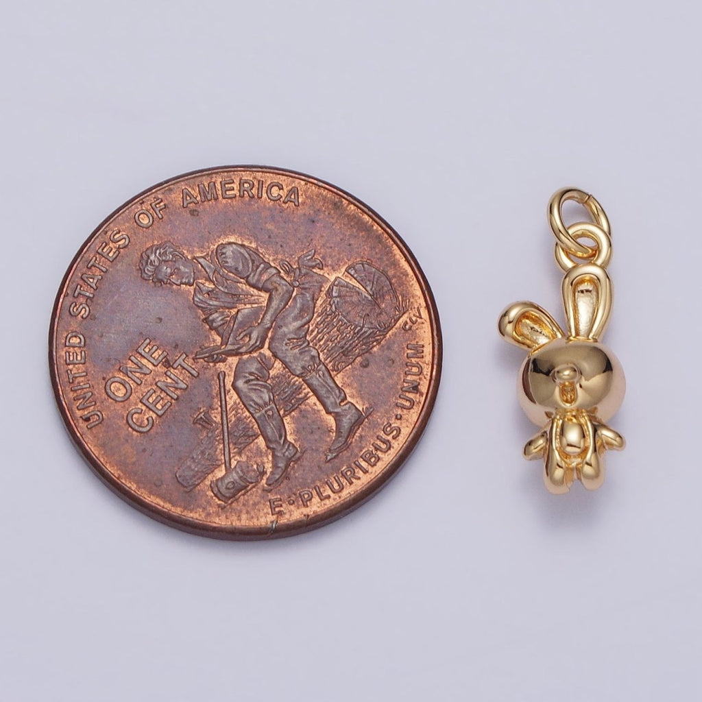 Gold, Silver Little Bunny Rabbit 16.5mm Add-On Animal Charm | AC-185 AC-446