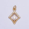 Gold, Silver Marquise Micro Paved Twisted Rhombus Geometric Add-On Charm | AC401 AC949