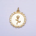 Gold, Silver Nature Rose Flower Round Charm | AC687 AC688