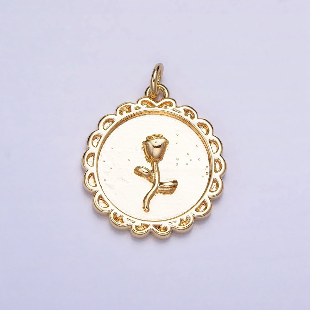 Gold, Silver Nature Rose Flower Round Charm | AC687 AC688