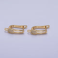 Gold. Silver Paperclip Micro Paved CZ Open Loop English Lock Earrings Supply in Gold & Silver | Z-286 Z-287 - DLUXCA