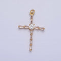 Gold, Silver Religious Latin Cross Triangle Baguette CZ Charm | AC735 AC736