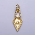 Gold, Silver Round Clear CZ Celestial Sun Star Rhombus Spade Arrow Charm | AC980 AC988