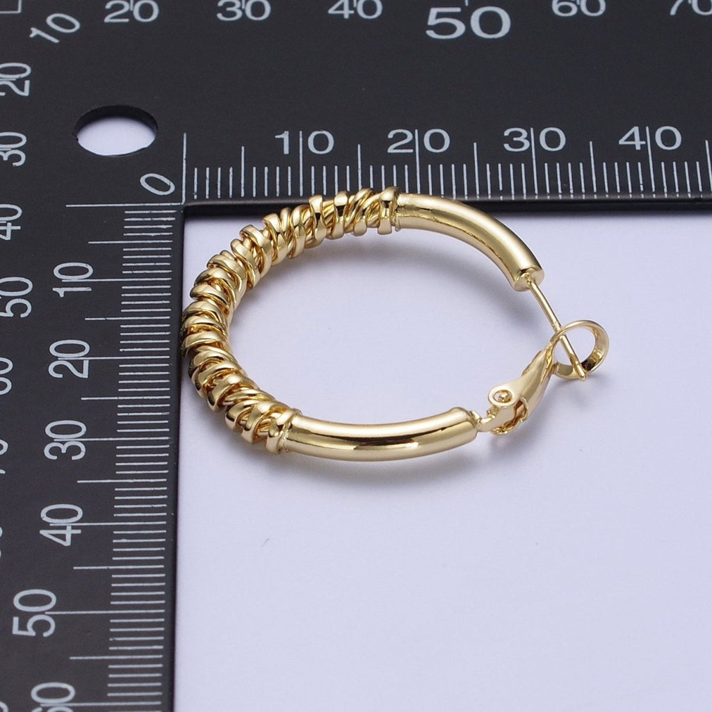 Gold / Silver Round Half Spiral Cord Geometric Hoops Earrings | AE1093 AE1094
