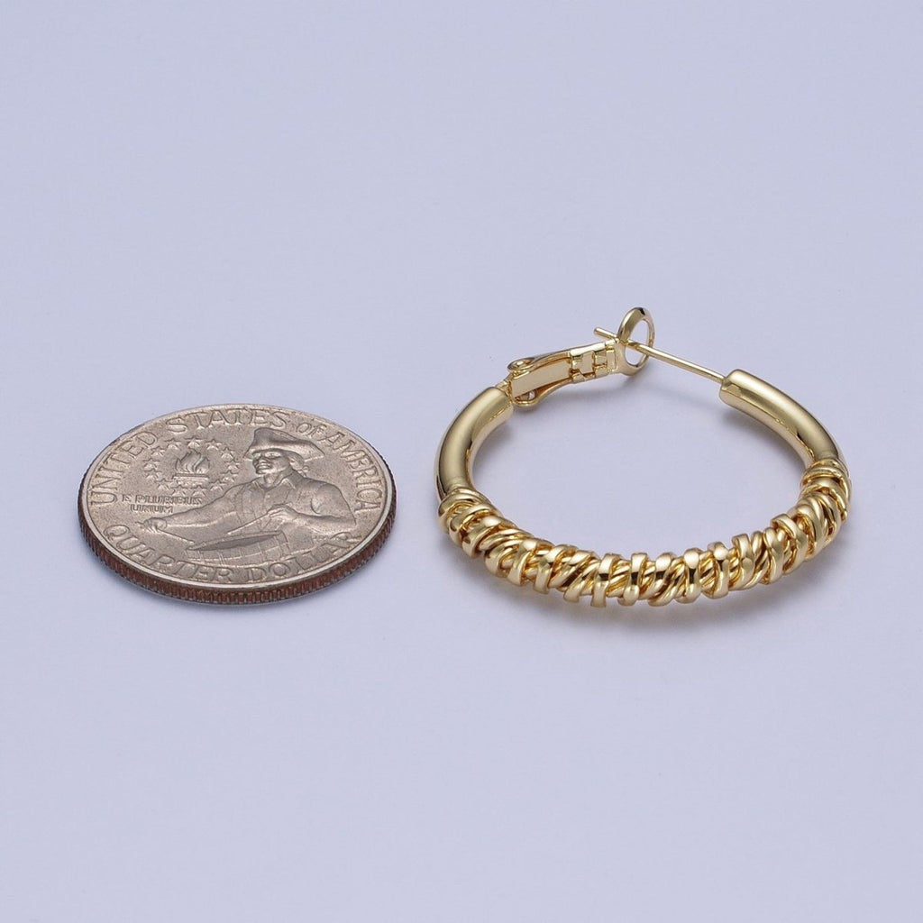 Gold / Silver Round Half Spiral Cord Geometric Hoops Earrings | AE1093 AE1094