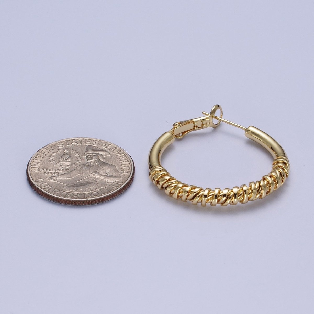 Gold / Silver Round Half Spiral Cord Geometric Hoops Earrings | AE1093 AE1094