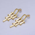 Gold & Silver U Shaped Bar Link Dangle Studs Earrings | AD-112 AD-113