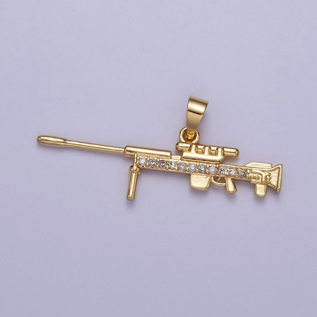 Gold Sniper Gun Rifle Pendants J-443 - DLUXCA
