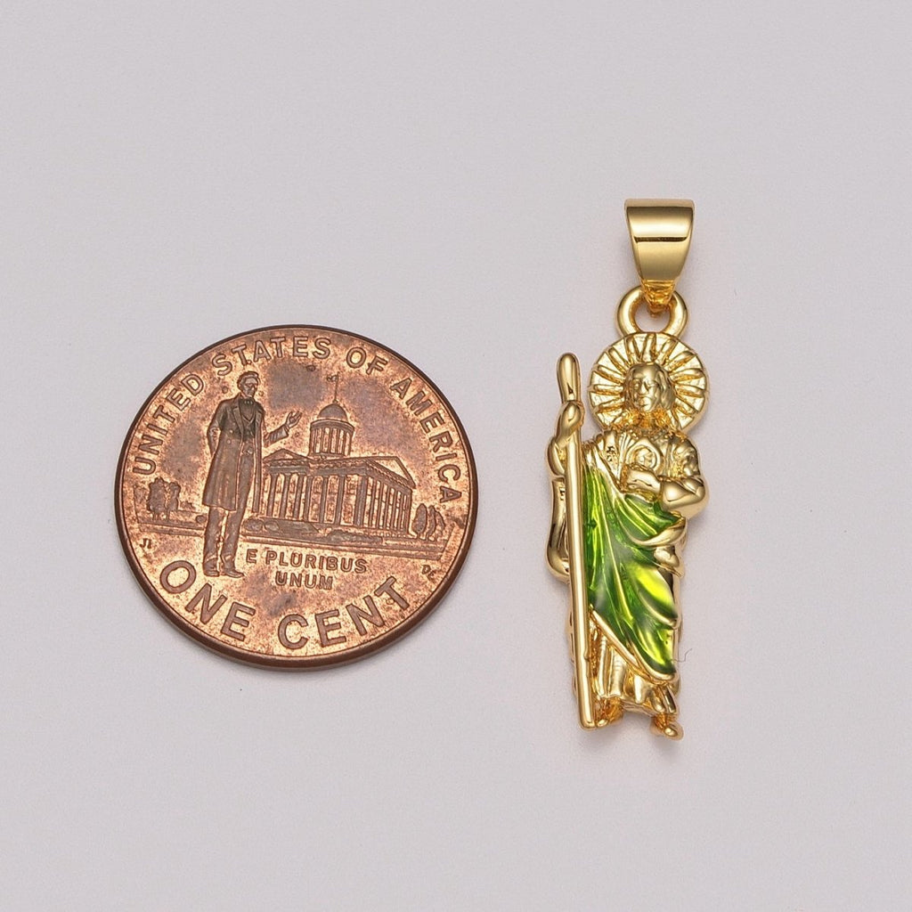 Gold St Jude Pendant San Judas Tadeo Medalla Charm medallion Patron Saint of Hopeless Cause Rosary Necklace Jewelry Supply N-1403 N-549