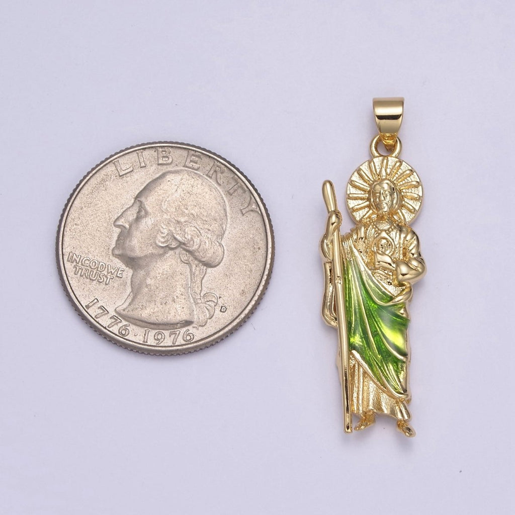Gold St Jude Pendant San Judas Tadeo Medalla Charm medallion Patron Saint of Hopeless Cause Rosary Necklace Jewelry Supply N-1403 N-549