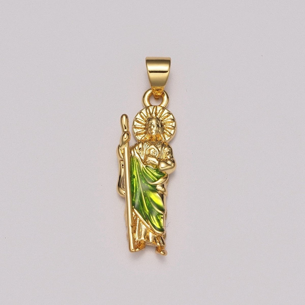 Gold St Jude Pendant San Judas Tadeo Medalla Charm medallion Patron Saint of Hopeless Cause Rosary Necklace Jewelry Supply N-1403 N-549