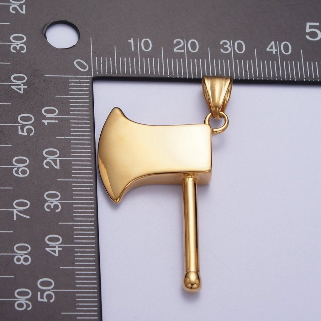 Gold Stainless Steel Axe Weapon Pendant For Jewelry Making Component | X-658 - DLUXCA
