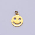 Gold Stainless Steel Happy Smiley Face Minimalist Charm | C-394 - DLUXCA