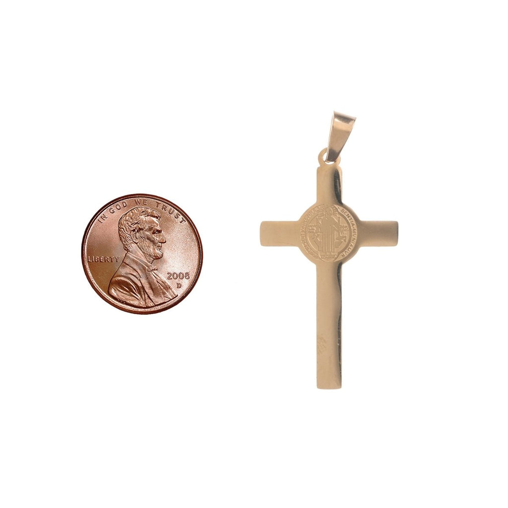 Gold Stainless Steel Holy Crucifix, Jesus Crux, St Benedict Cross Bails Findings for Earring Necklace Jewelry Making Supplies J-475 - DLUXCA