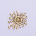 Gold Star Burst Charm Conenctor for Necklace Bracelet Component Celestial Jewelry Making F-660 - DLUXCA