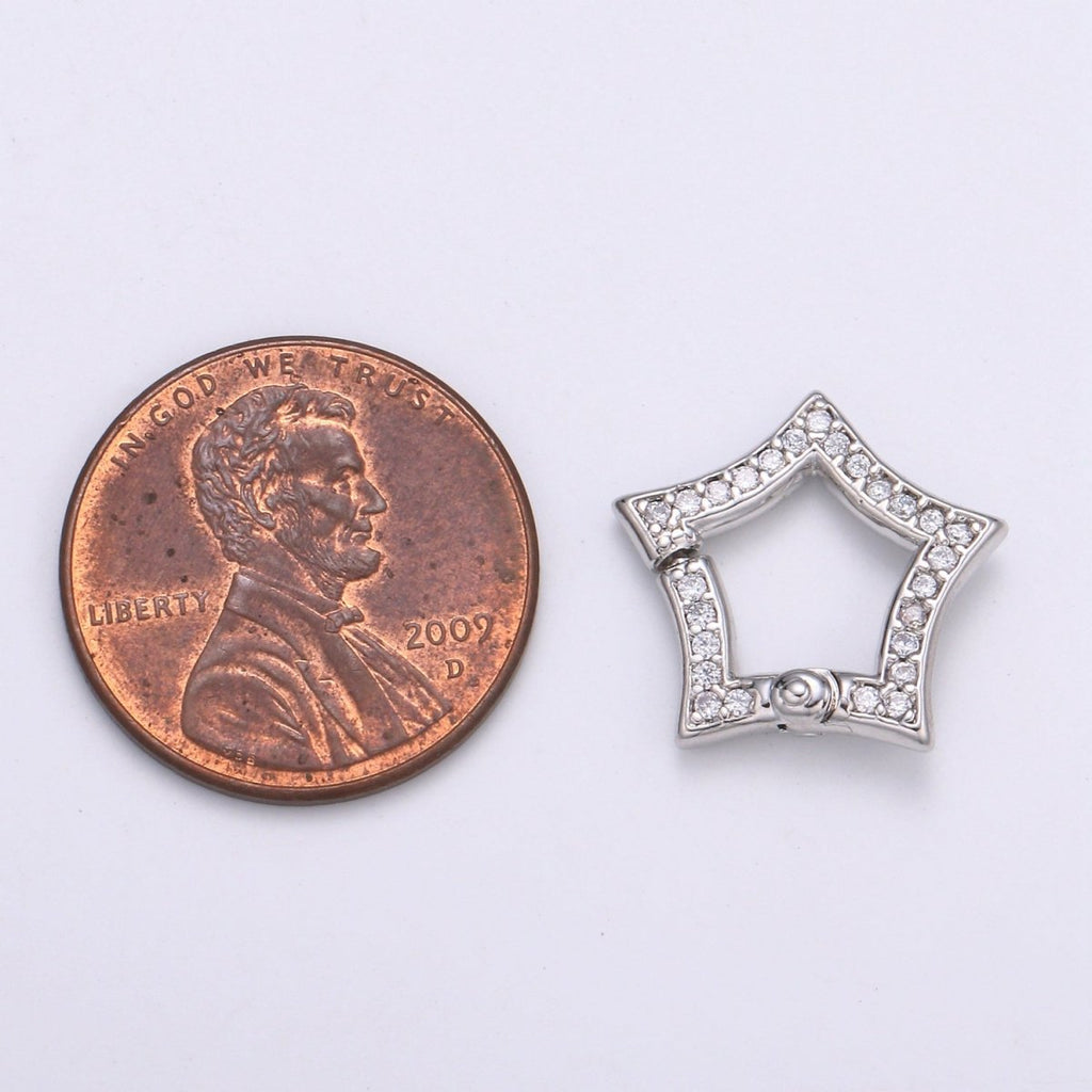 Gold Star Clasp Spring Gate Ring, Push Gate Ring Snap Click Lock 14K Gold plated Clasp for Link Necklace Bracelet Connector L-169 L-170 - DLUXCA